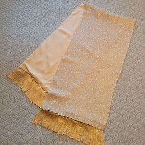 ✨️VTG Gold Metallic & Cream Evening Shawl 1960s Old Hollywood Glamor